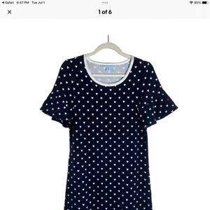 Draper James Navy Shift Dress w/ White Love Row Hearts